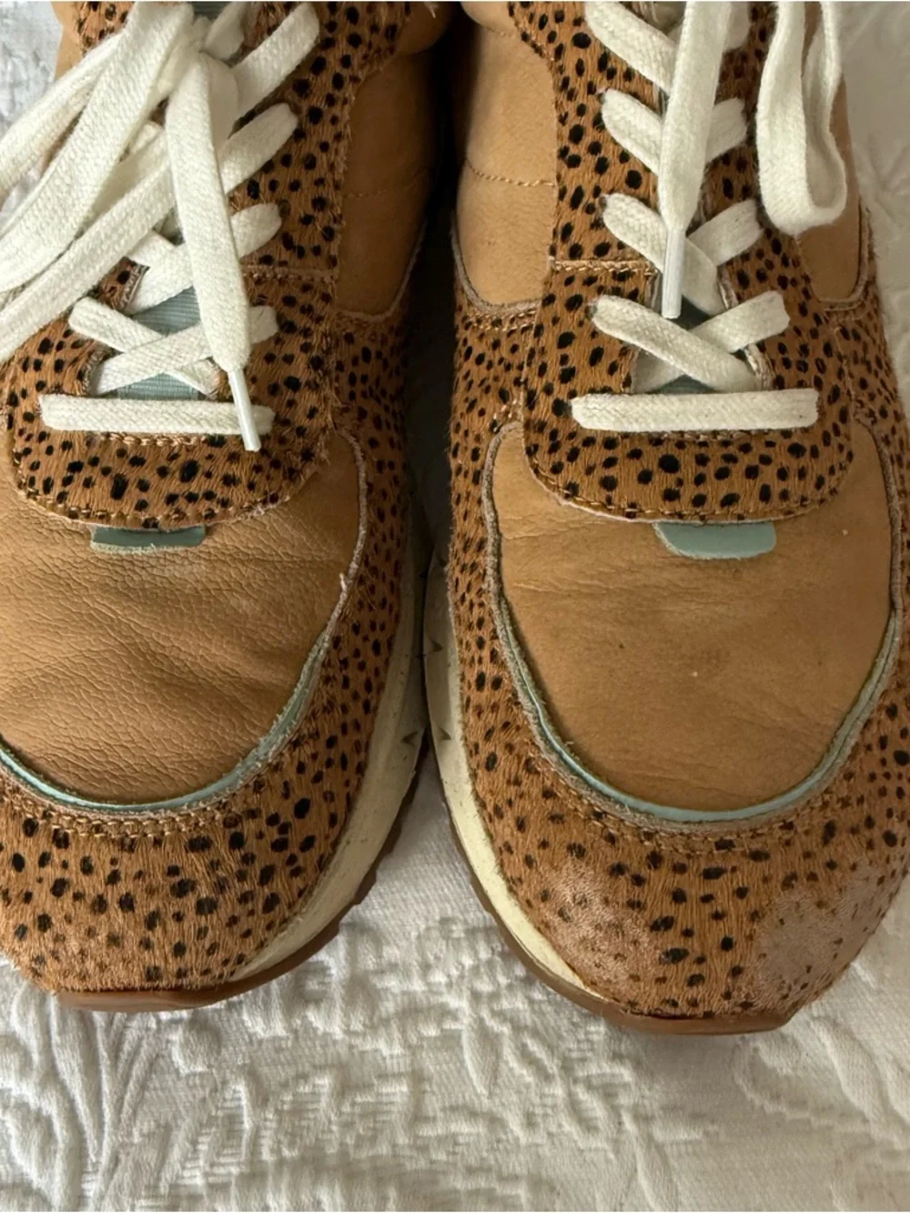 Madewell Brown /Tan Color Block Calf Hair Sneakers size 11